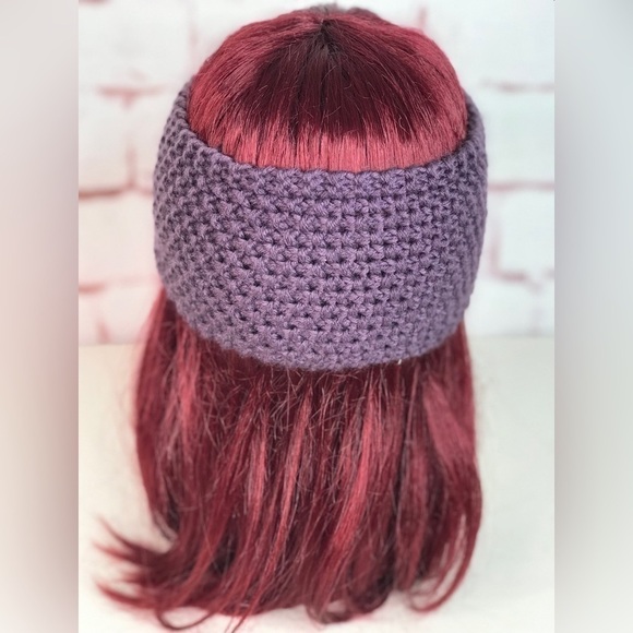 Knotted Bow Knit Headband Purple One Size - Picture 14 of 15